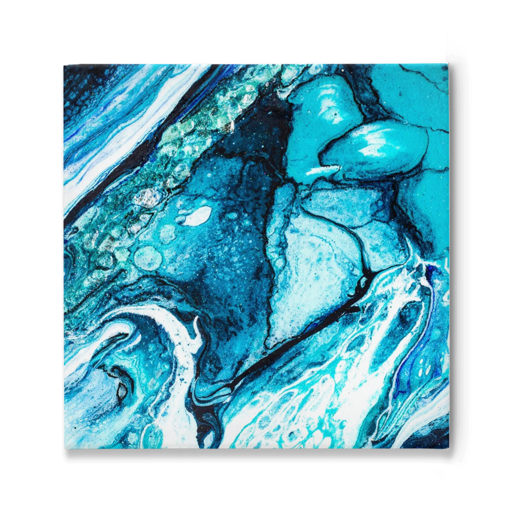 Aqua Flow Traditional Stretched Canvas Wraps